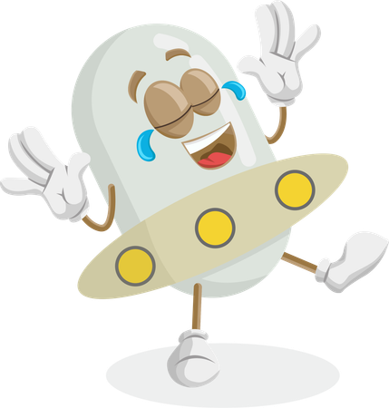 Mascote do logotipo do OVNI em pose feliz  Ilustração