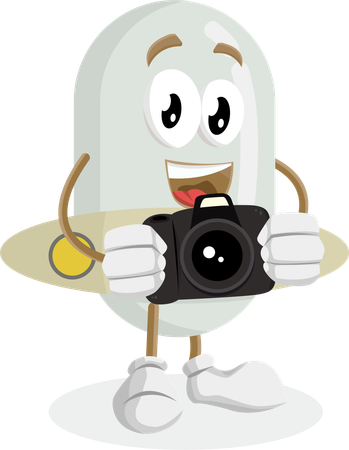 Mascote do logotipo do Ufo com pose de câmera  Ilustração