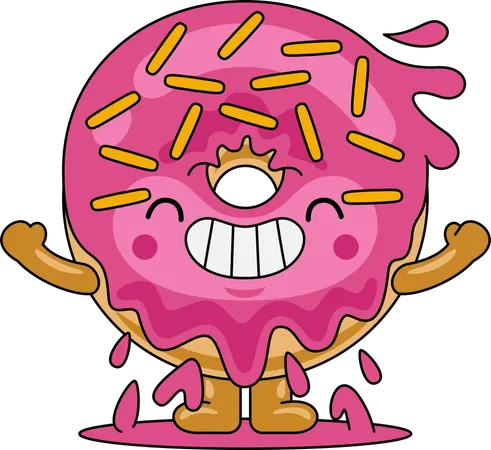 Personagem mascote donut feliz  Ilustração