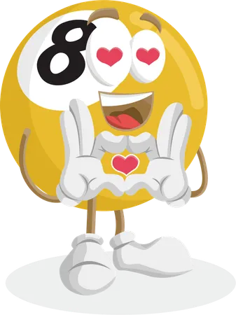 Mascote do logotipo da Biliard em pose de amor  Ilustração