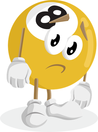 Mascote do logotipo do Biliard em pose triste  Ilustração