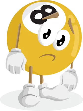 Mascote do logotipo do Biliard em pose triste  Ilustração