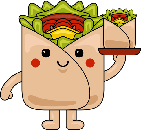 Mascote servindo wrap  Ilustração