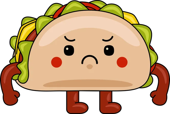 Mascote Taco Irritado  Ilustração