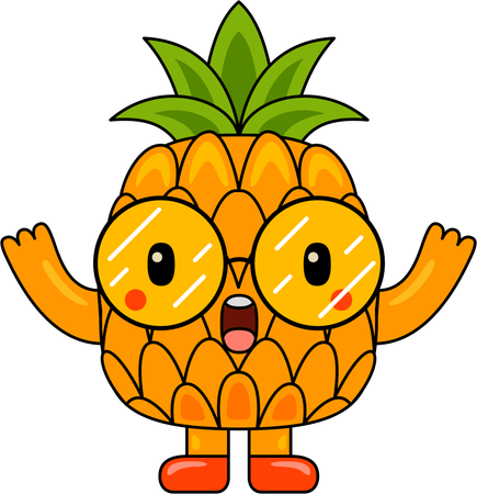 Mascotte d'ananas avec les mains levées  Illustration