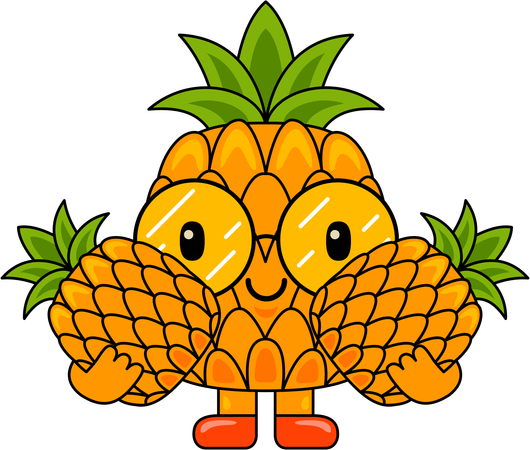 Mascotte d'ananas mangeant de l'ananas  Illustration