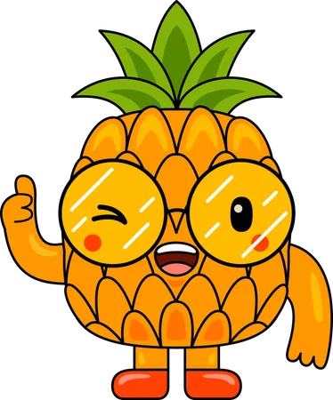 Mascotte d'ananas montrant les pouces vers le haut  Illustration