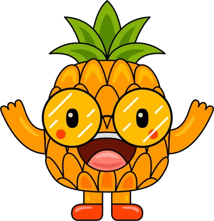 Mascotte d'ananas sautant dans les airs  Illustration