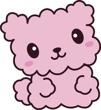 Mascotte de chiot chien rose mignon avec une expression heureuse  Illustration