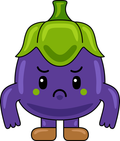 Mascotte d'aubergine en colère  Illustration