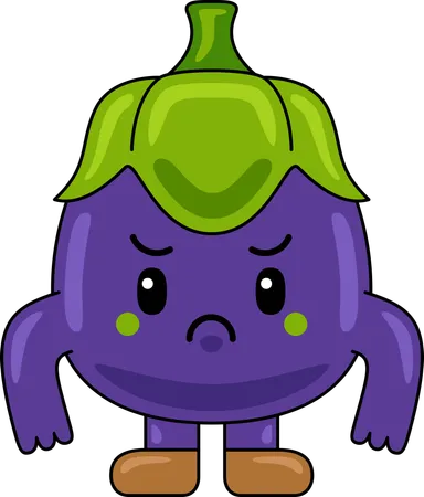 Mascotte d'aubergine en colère  Illustration