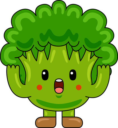 Mascotte de brocoli avec les mains levées  Illustration