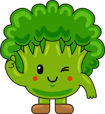 La mascotte du brocoli montre les pouces vers le haut  Illustration