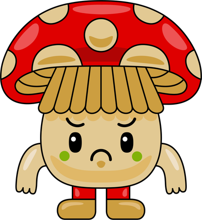 Mascotte de champignon en colère  Illustration