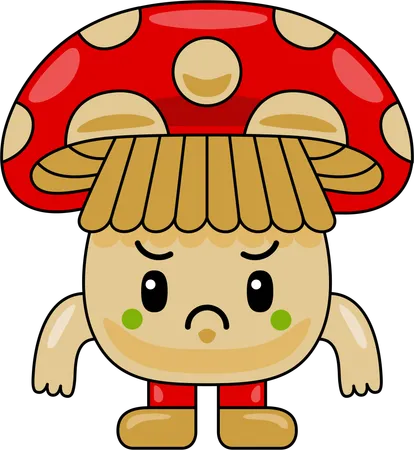 Mascotte de champignon en colère  Illustration