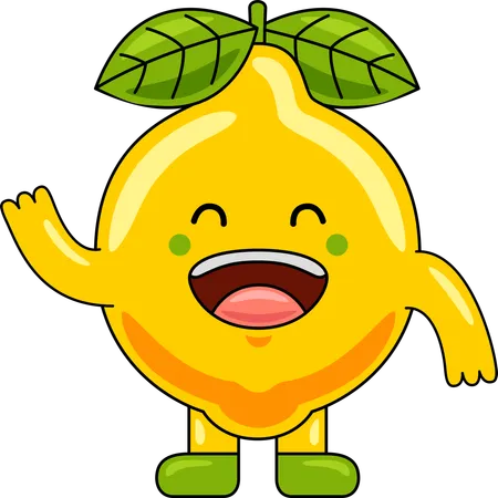 Mascotte de citron agitant la main  Illustration