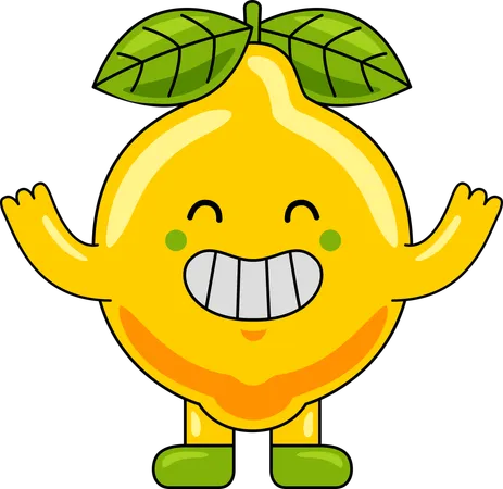 Mascotte de citron levant les mains  Illustration