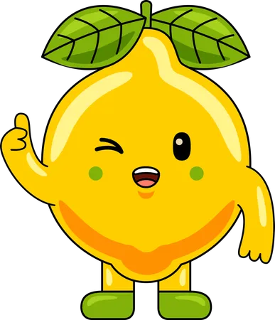 Mascotte de citron montrant les pouces vers le haut  Illustration