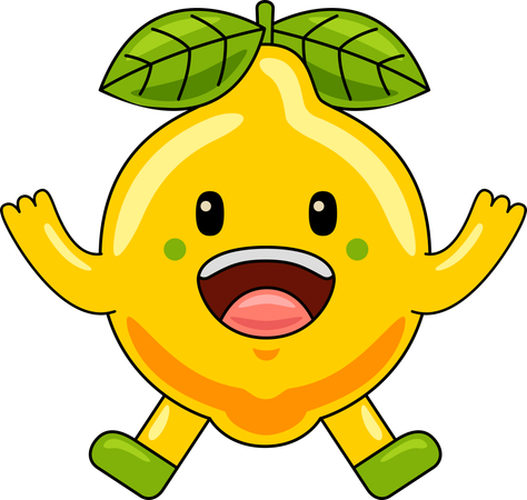 Mascotte de citron sautant  Illustration