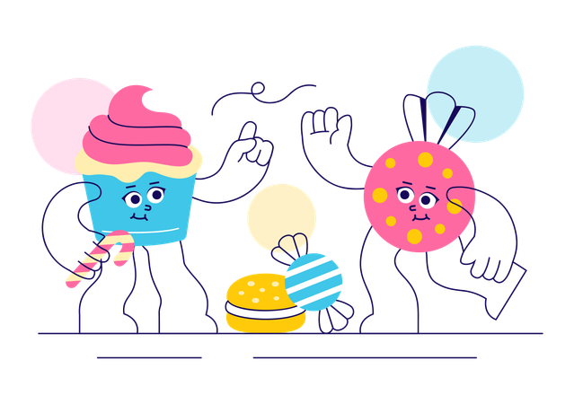Mascotte chez Sweet Shop  Illustration