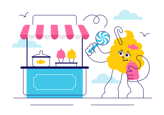 Mascotte chez Sweet Shop  Illustration