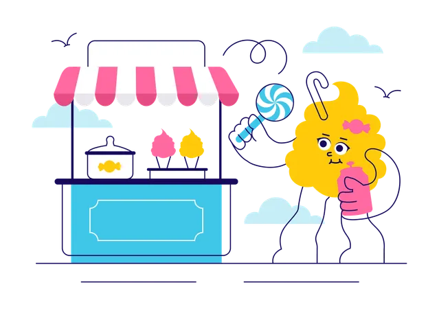 Mascotte chez Sweet Shop  Illustration