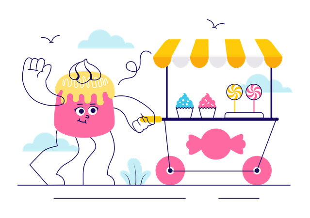 Mascotte chez Sweet Shop  Illustration