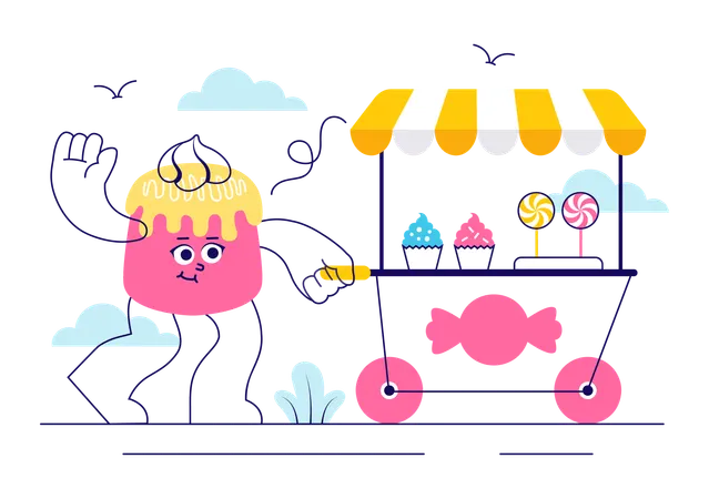 Mascotte chez Sweet Shop  Illustration