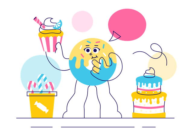 Mascotte chez Sweet Shop  Illustration