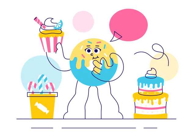 Mascotte chez Sweet Shop  Illustration