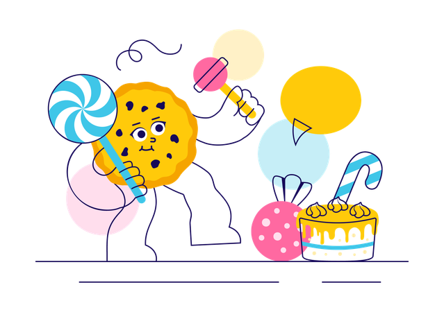 Mascotte chez Sweet Shop  Illustration