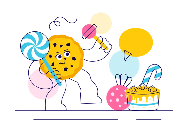 Mascotte chez Sweet Shop  Illustration