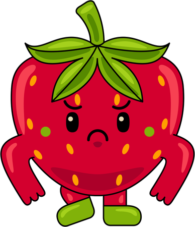 Mascotte de fraise en colère  Illustration