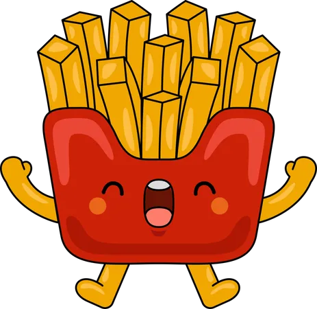 Mascotte de frites avec la bouche ouverte  Illustration