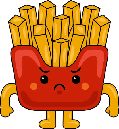 Mascotte de frites en colère  Illustration