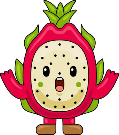 Mascotte de fruit du dragon avec les bras grands ouverts  Illustration