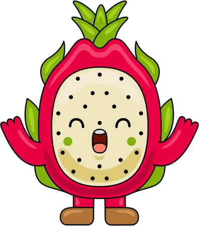 Mascotte de fruit du dragon avec les bras ouverts  Illustration