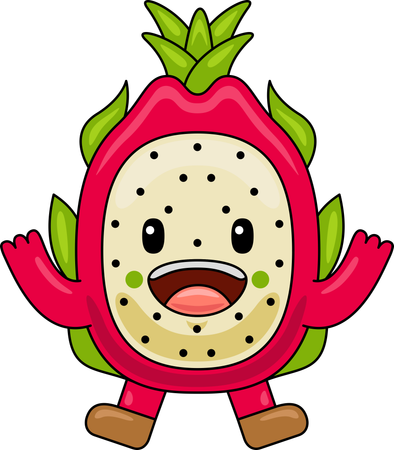 Mascotte de fruit du dragon sautant  Illustration