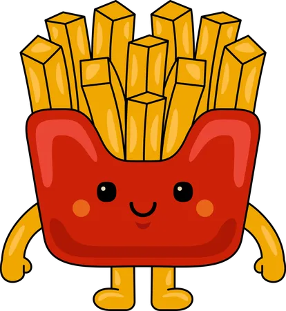 Mascotte de frites heureuses  Illustration