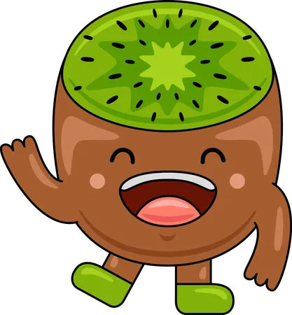 Mascotte kiwi agitant la main  Illustration