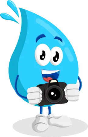Mascotte du logo de l'eau avec pose de caméra  Illustration