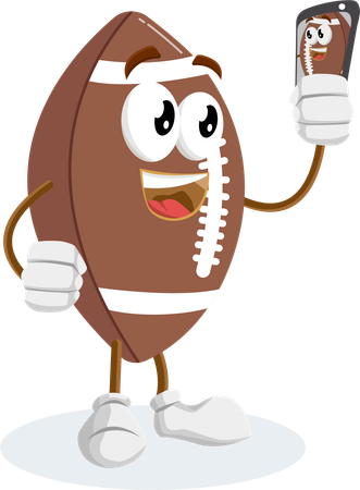 Mascotte de logo de football avec pose de selfie  Illustration