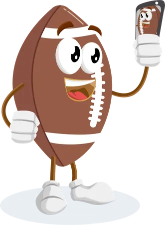 Mascotte de logo de football avec pose de selfie  Illustration