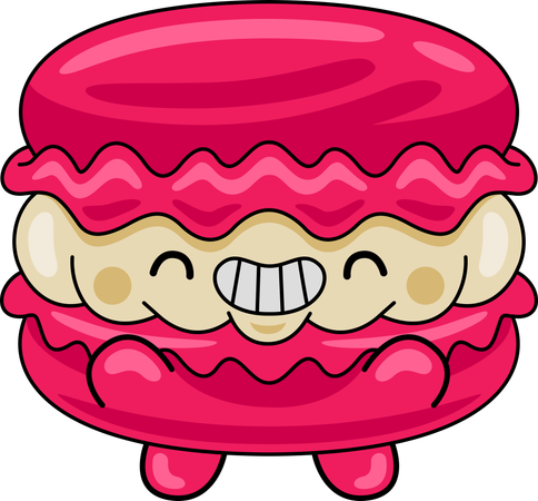 Mascotte de macaron heureux  Illustration