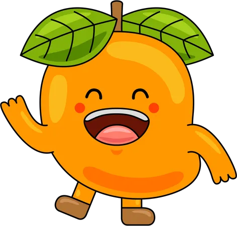 Mascotte de mangue agitant la main  Illustration