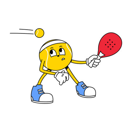 Mascotte de Padel Ball servant une balle  Illustration