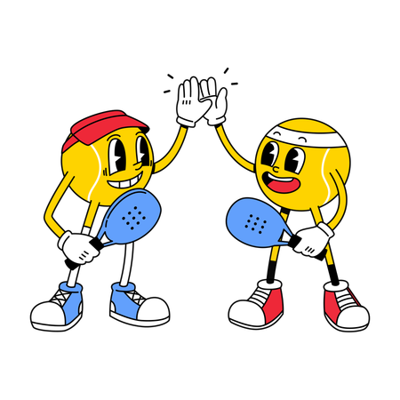 Mascotte de Padel Ball servant une balle  Illustration