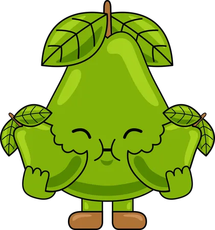 Mascotte de personnage de poire mangeant une poire  Illustration