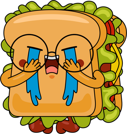 Mascotte de sandwich qui pleure  Illustration