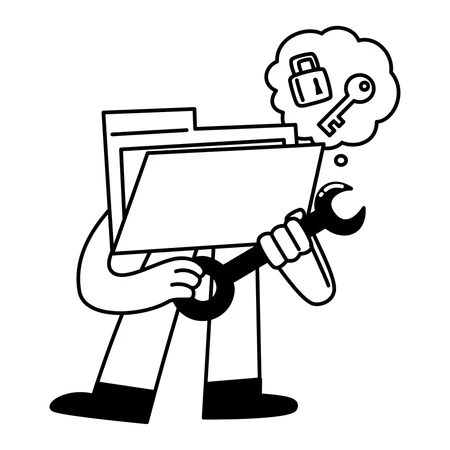 Clé de maintien de dossier de style mascotte  Illustration